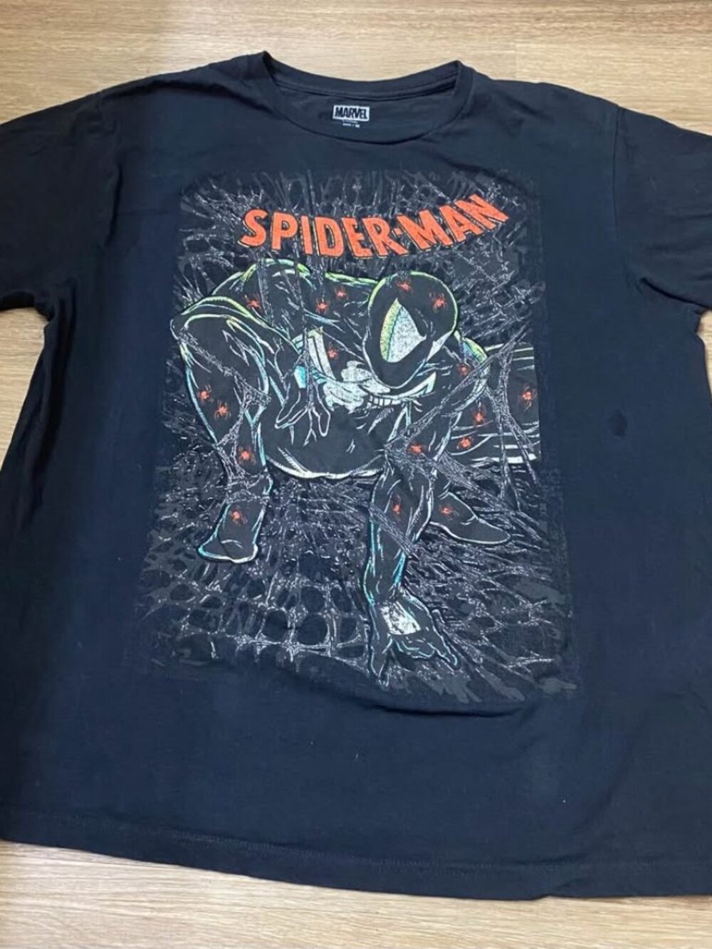 Marvel Spider-Man Symbiote Black Suit Graphic Crewneck Tee Shirt